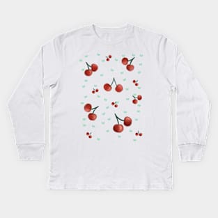 Cherries and butterflies Kids Long Sleeve T-Shirt